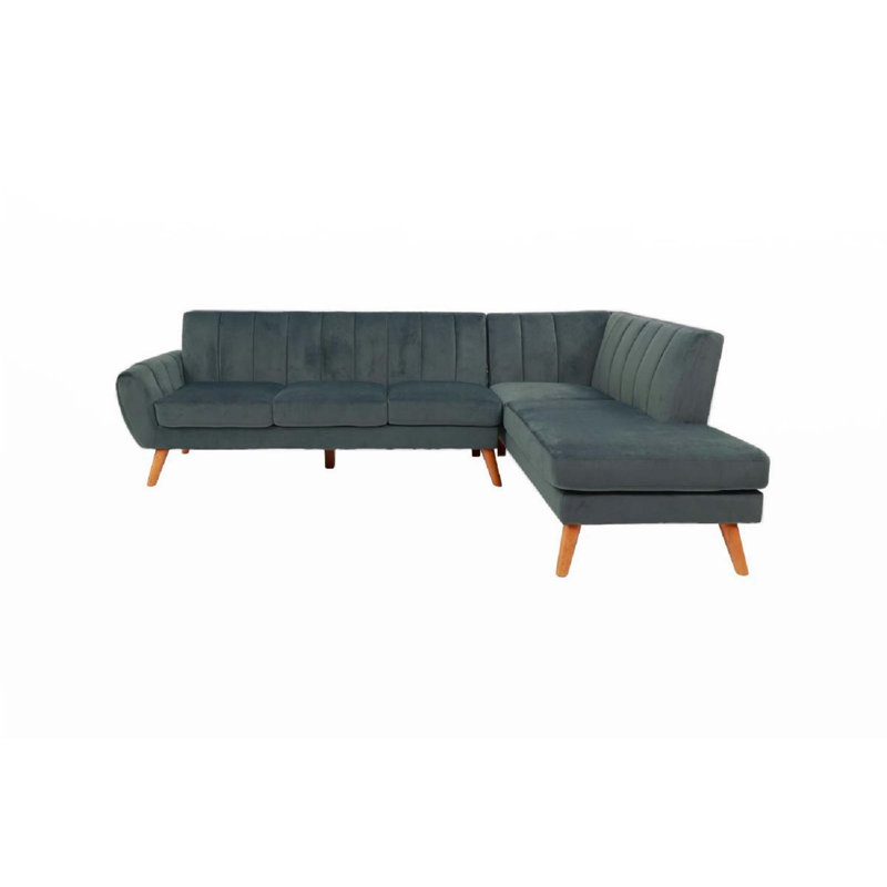 2-Pcs Velvet Sectional Set Living Room, Dark Grey Velvet
