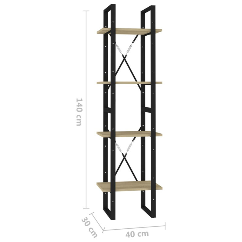 Bibliothèque Canne en bois d'ingénierie, (5 tablettes) H 68,9 po x l 15,7 po x P 11,8 po, Marron clair