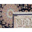 Tapis carré de 5 pi x 5 pi bleu nuit, laine et soie, noué à la main avec motif médaillon central Nain, 250 KPSI, tapis oriental