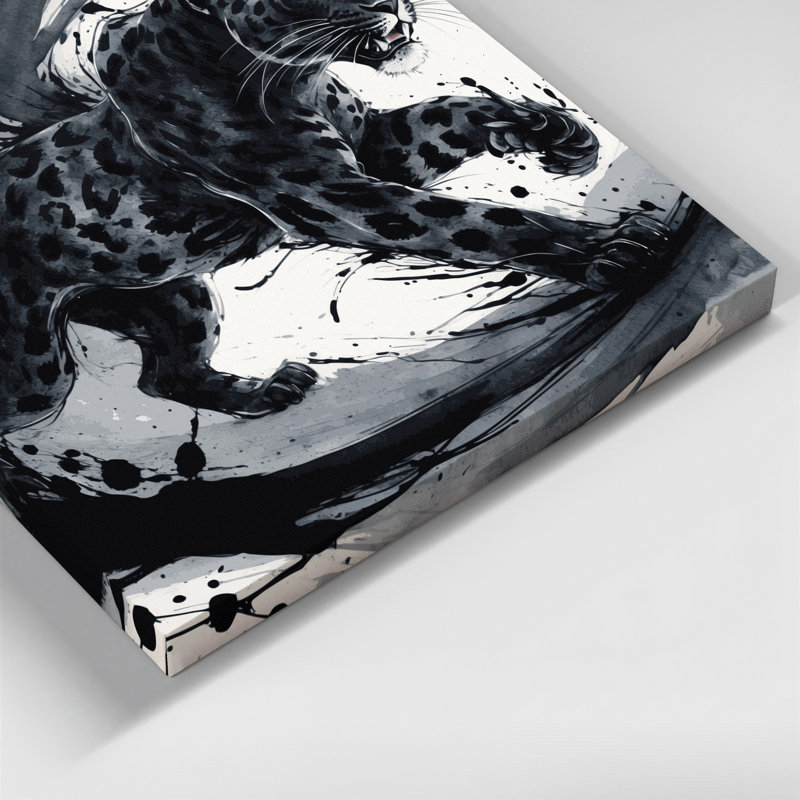 «Big Cats Black Leopard of Java», art mural sur toile noire, 32" H x 32" W