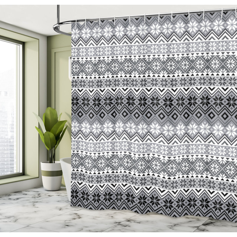 Ensemble de rideau de douche + crochets, H 69 po x l 105 po