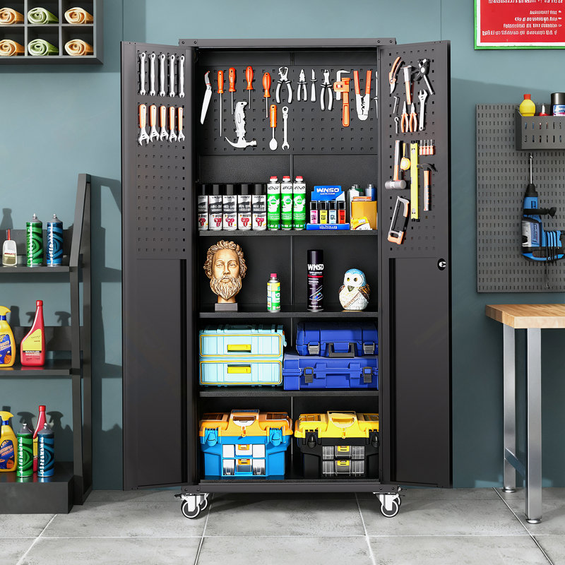 Metal Garage Storage Cabinet With Wheels, Storage Cabinet For Home, Office