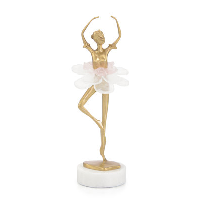 Selenite Ballet Sculpture On Marble Base II