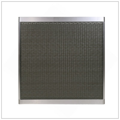 Table de salle à manger d'extérieur - Aluminium anodisé - Plateau en osier - Carré - Argent et gris - 35 po