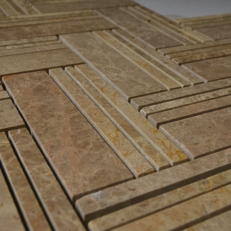 Quilt Random Sized Marble Chevron Mosaic Wall & Floor Tile, Yellow