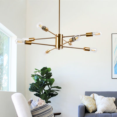 Luminaire suspendu linéaire moderne de style lustre spoutnik à 8 lumières Isador
