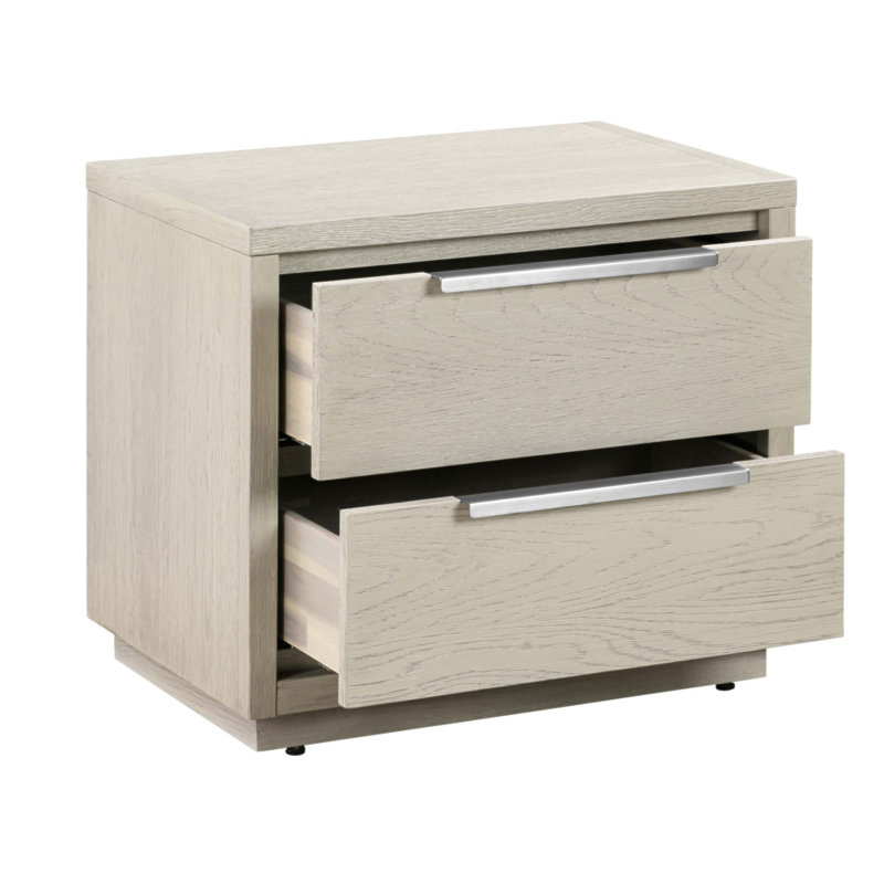 Table de chevet 2 tiroirs Abbey en bois de chêne durable avec beaucoup de rangement et facile d'entretien, parfaite pour les chambres à coucher modernes