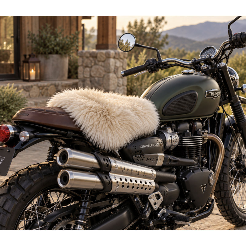 Housse de selle de moto en véritable peau de mouton de Nouvelle-Zélande – Fabriquée aux États-Unis, Cream