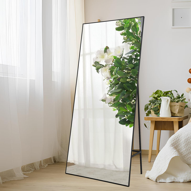Miroir rectangulaire surdimensionné suspendu ou incliné, Noir, 71 po x 31 po