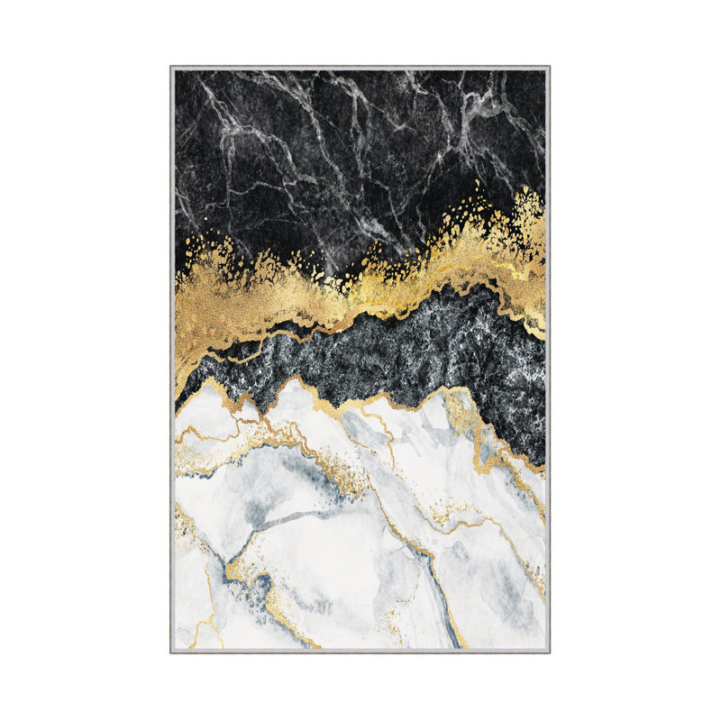 Stylish Hall Carpet, 2.6 x 4.9 Feet, 100% Polyester, 650 g/m² | Antibacterial, Non-Slip PVC Underside, 0.3 in Pile Height | Machine Washable, 3D Digital Printing, Perfect for Any Entryway or Living Space