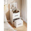 Bureau de coiffeuse 3 en 1 avec miroir à plateau rabattable, petit ensemble de coiffeuse avec bureau en verre visible, meuble-lavabo compact avec 3 tiroirs, coiffeuse pour chambre à coucher-1447045958
