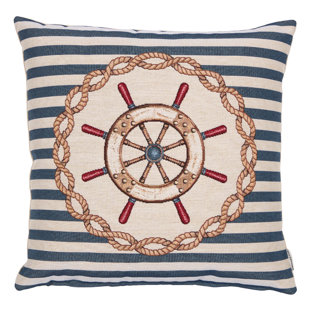 Nautical Wheel Woven Cushion with Fibre Filler 