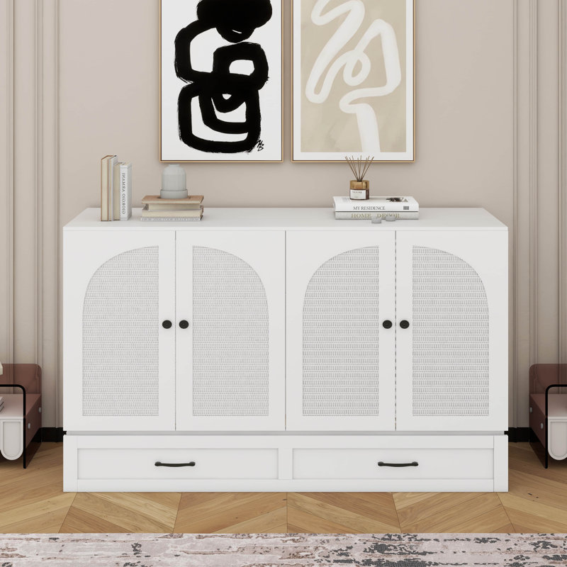 Queen Murphy Bed With Drawers, White, Queen