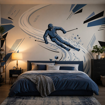 Papier peint de ski, murale de skieur et de sport d'hiver