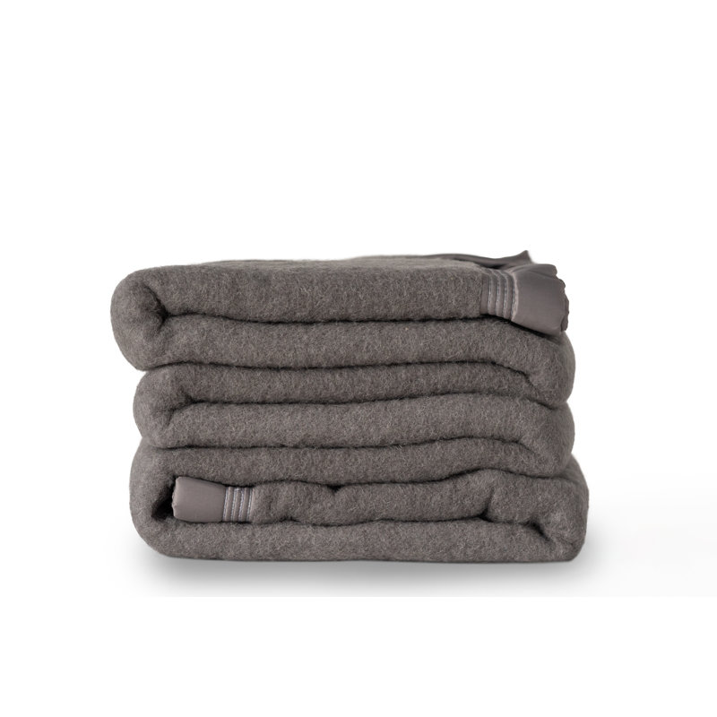 Aurora Heavyweight Washable Wool Blanket, 72x 90, Grey