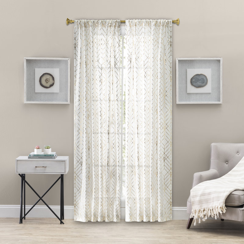 Deco Semi Sheer Curtains / Drapes Single Panel, 48" W x 84" L