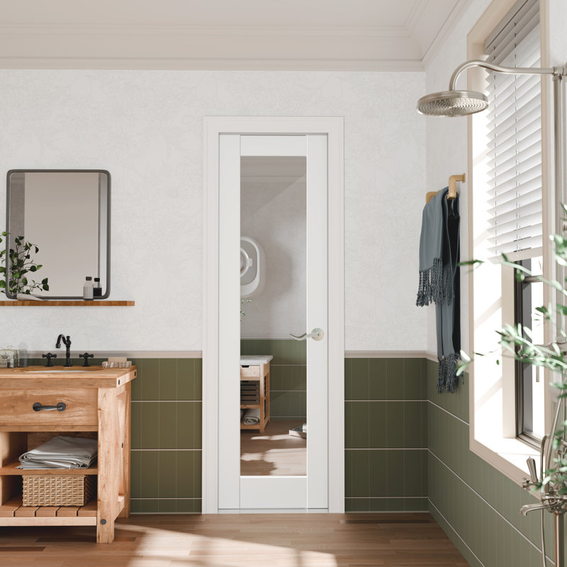 Mirror Surfaced Design - MDF Interior Slab Door Include Handle And Hardware Kit, 32" x 80"