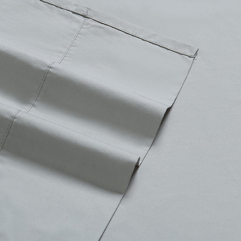 Twin Gray Cotton Percale Deep Pocket Sheet Set