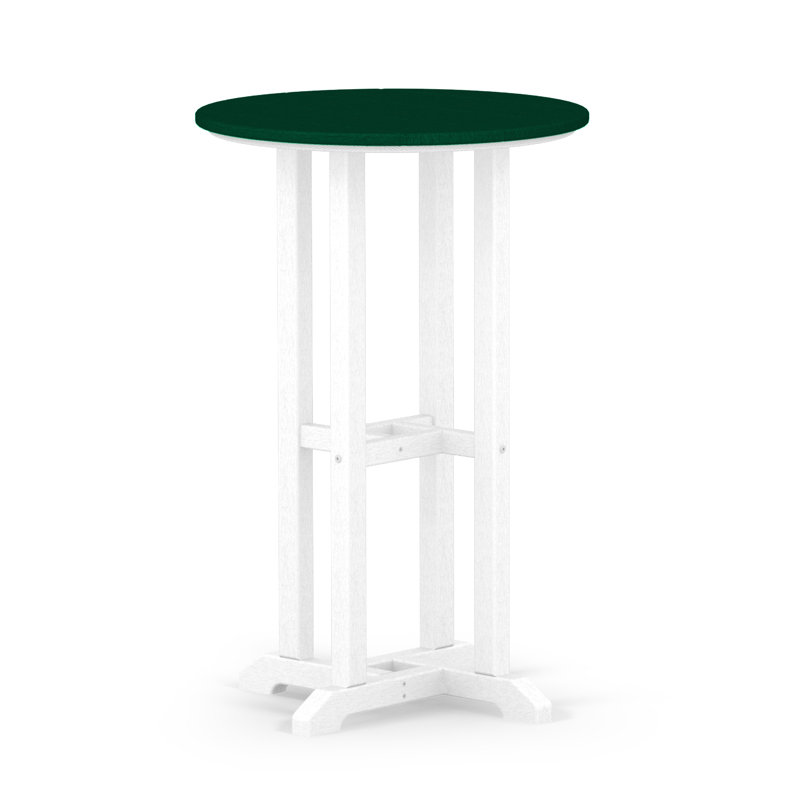 POLYWOOD Tables Round Dining Table, White / Green, 29" H x 24" W x 24" L