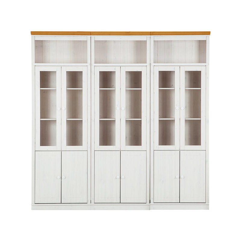 Demetricia 223 cm H x 222 cm W Library Bookcase, Brown/White