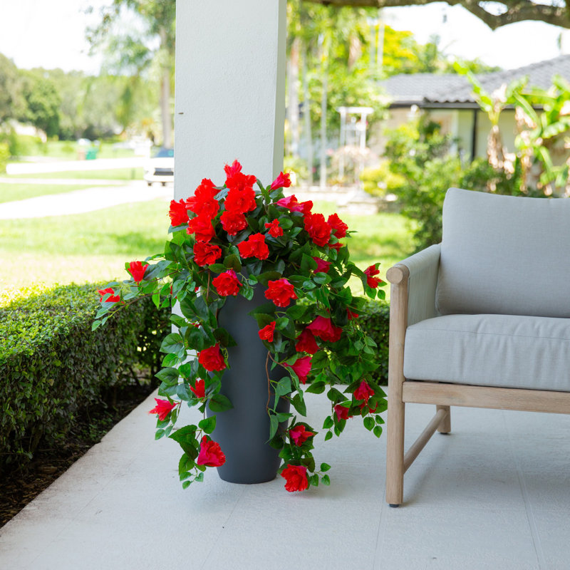 41 po Hibiscus artificiel résistant aux rayons UV (intérieur / extérieur) - ensemble de 2, Rouge