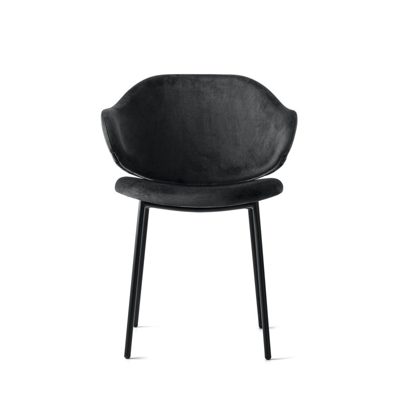 Holly Upholstered Armchair with Metal Frame, Matt Black, Tobacco