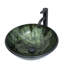 Lavabo de salle de bain en verre trempé, couleur, robinet noir et bonde escamotable pour différentes zones de la maison.