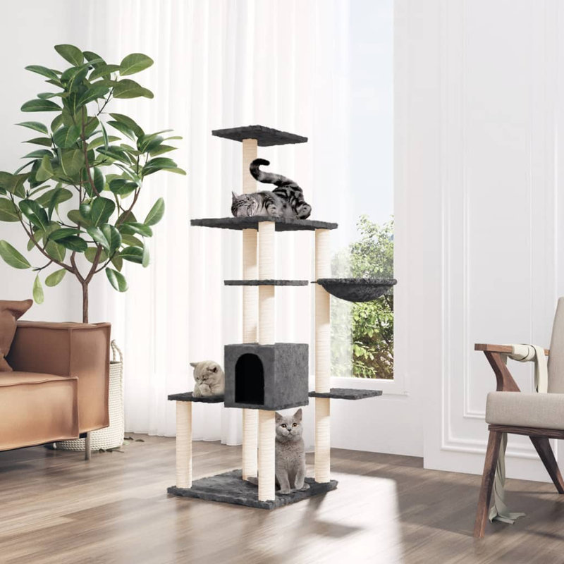 Frey 142 cm H Cat Tree / Condo, Dark Grey