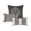 Courtepointe double / grand 6 pièces avec coussins décoratifs gris, matelassés, à motif de feuilles et lavables à la machine, coutures réversibles-130531020