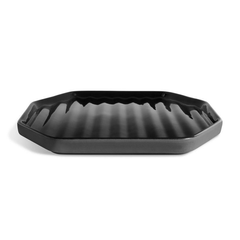 Vice Versa Ceramic / Porcelain Tray, 1" H x 16" W x 10" D, Black