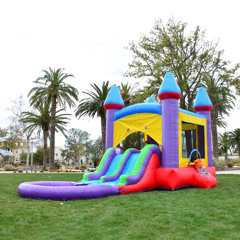 HeroKiddo Jelly Bean Castle Commercial Grade Bounce House Water Slide with Splash Pool (with Blower)