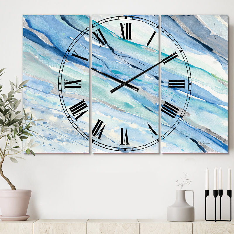 Blue Silver Spring I - Horloge murale traditionnelle
