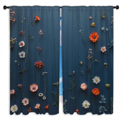 Assorted Wildflowers Arrangement Window Curtains Wildflowers Sheer & Room Darkening - 2 Panels