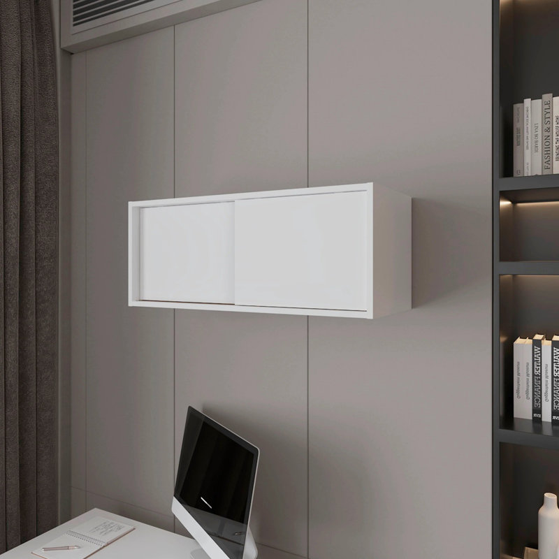 Armoire flottante avec porte coulissante, Blanc