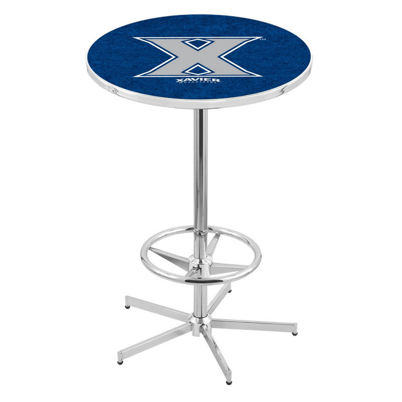 NCAA Round Metal Base Dining Table, Xavier