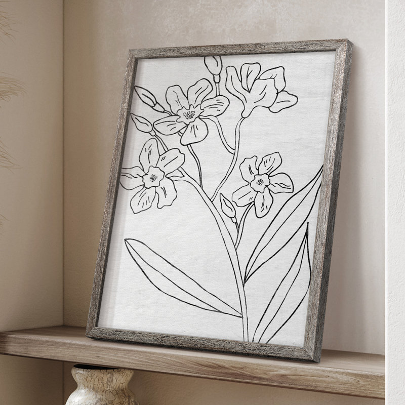 Reproduction encadrée botanique II - bois massif 46401, H 30 po x l 24 po