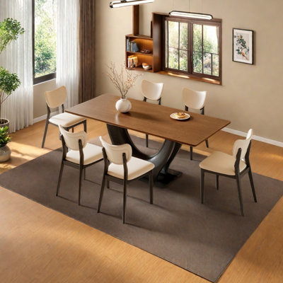 Solid wood carbon steel dining table set