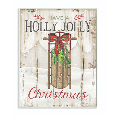 Holly Jolly Christmas Sleigh - reproduction d'art textuel