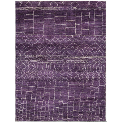 Rectangle 143 cm x 194 cm Geometric Hand Knotted Area Rug