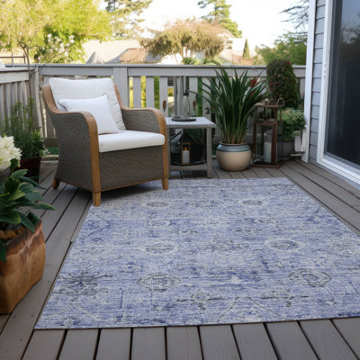 Tapis bleu intérieur / extérieur lavable à la machine Chantille ACN1110