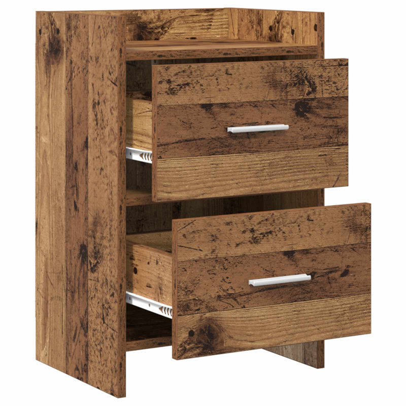 40cm W Composite Bedside Table, Old Wood