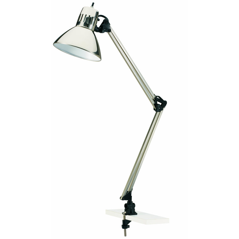 Adjustable Silver LED Swing-Arm Clip-On Desk Lamp