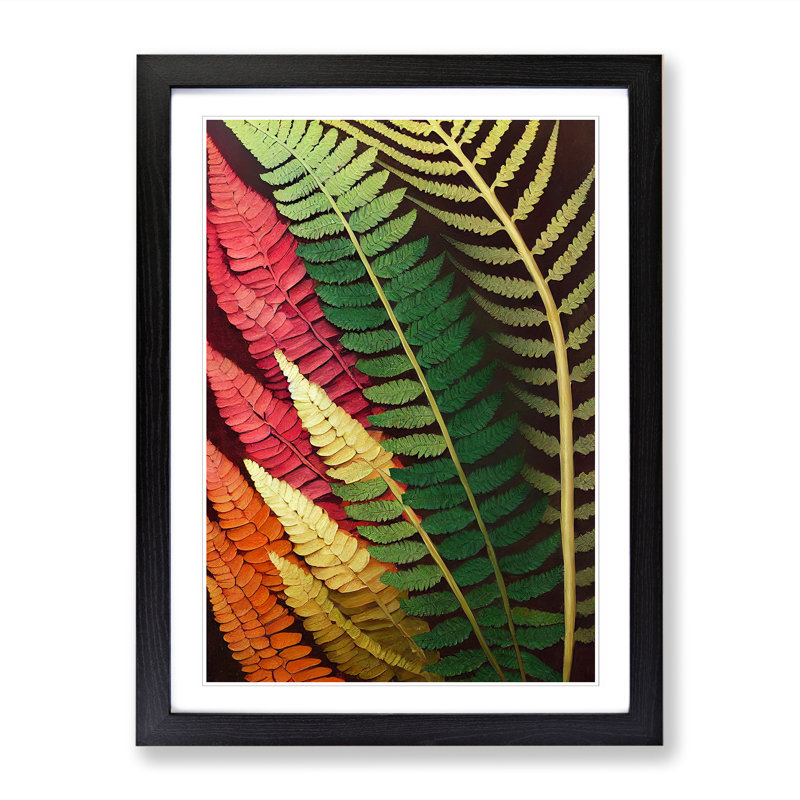 Inver Fern Leaf Colours 1 Piece Single Picture Frame Wall Art, 34cm H x 25cm W x 2cm D, Oak