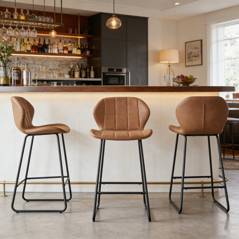 Upholstered Counter Stool, Brown