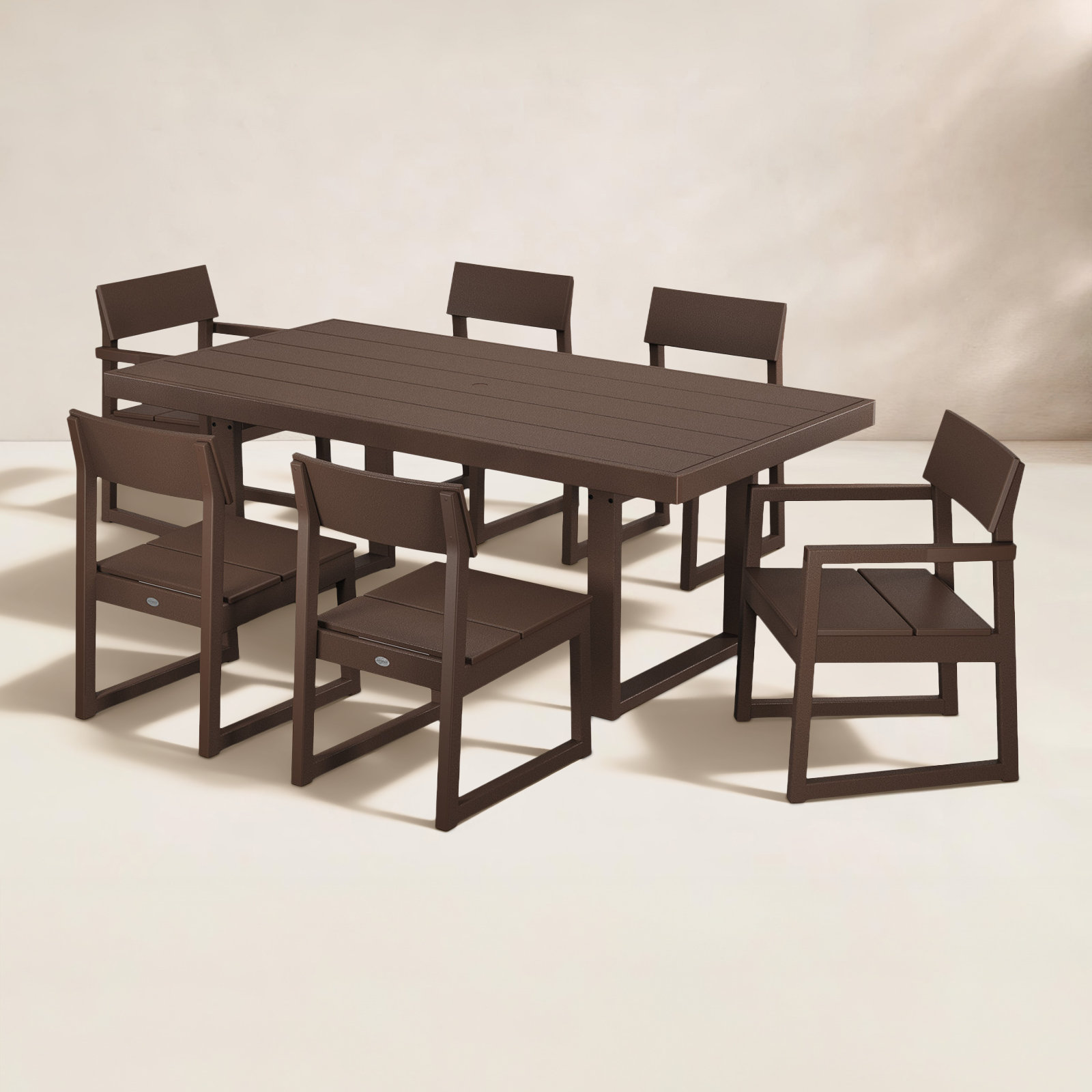 POLYWOOD® Edge 78" Patio Dining Set, Mahogany