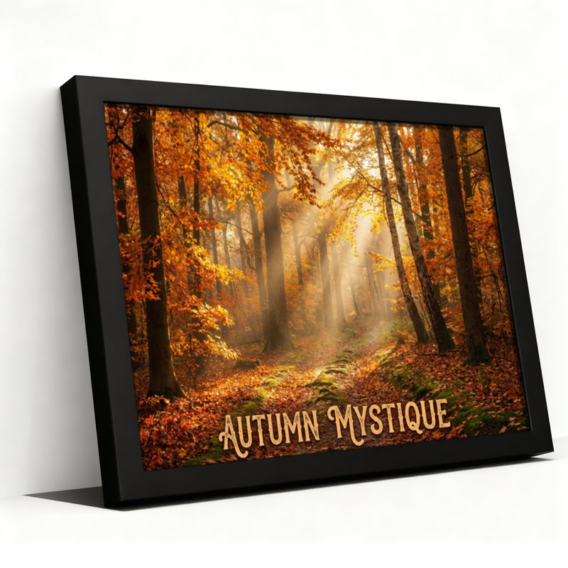 Autumn Mystique Forest Landscape, ensemble de 1 reproduction d'art sur toile tendue sur toile, H 16 po x l 24 po, Noir
