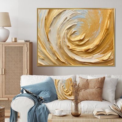 Gold Cream Infinite Swirls II - Abstract Spirals Framed Prints