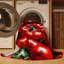 Tapis lavable poivrons rouges avec légumes-671496266
