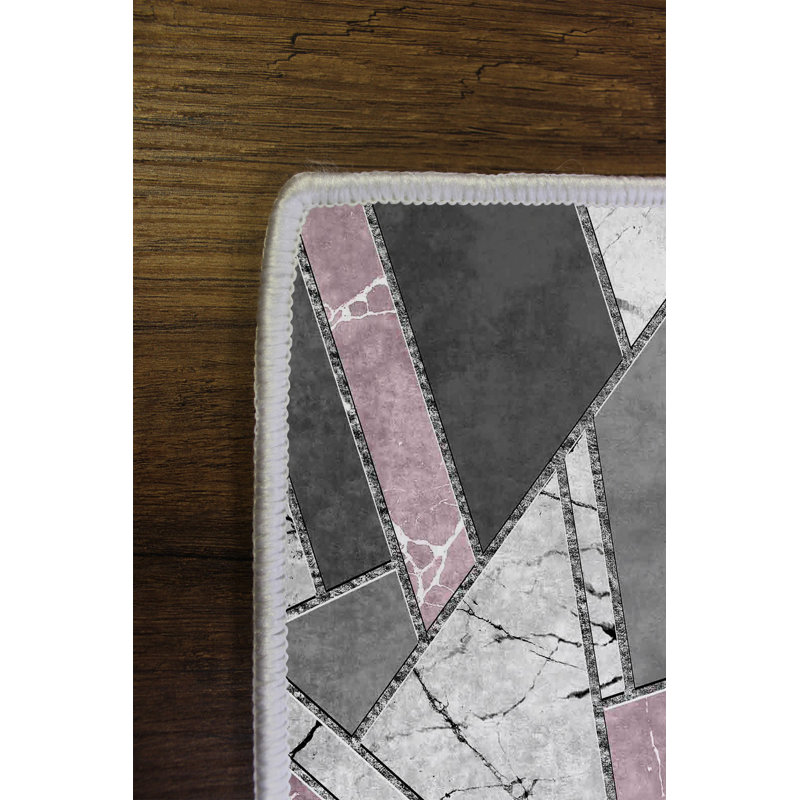Premium Grey Area Rug (5.2 x 7.5 Feet), 100% Polyester, 650 g/m² | Antibacterial, Digital Print, Eco-Friendly | Non-Slip PVC Dot Underside, Machine Washable | Perfect for Living Room, Bedroom & Home Decor