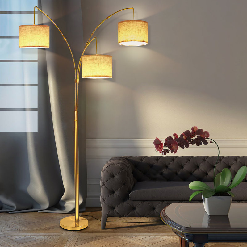 Jadesola 80'' 3 Light Tree Floor Lamp with Rotary Switch, Gold